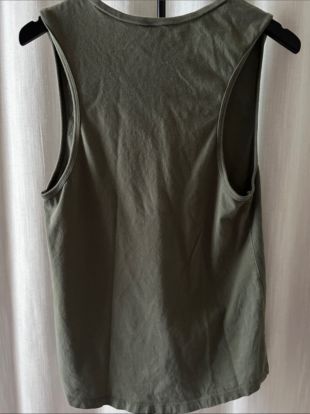 BELLA  100% Cotton Tank Top with Sunrise Graphic - Olive Green. Large - Picture 4 of 4